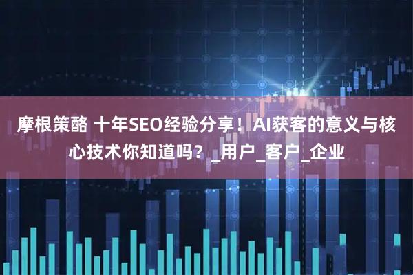 摩根策酪 十年SEO经验分享！AI获客的意义与核心技术你知道吗？_用户_客户_企业