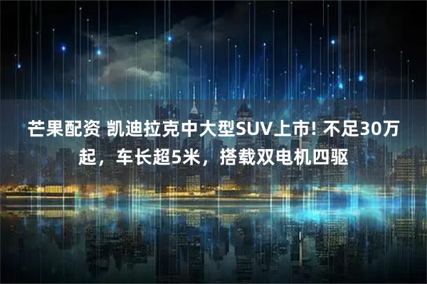 芒果配资 凯迪拉克中大型SUV上市! 不足30万起，车长超5米，搭载双电机四驱