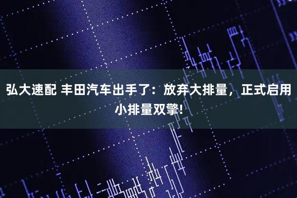 弘大速配 丰田汽车出手了：放弃大排量，正式启用小排量双擎!